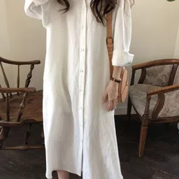 Outzidr Women Straight Fit Shirt Maxi Dress-picture-24