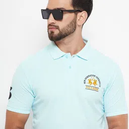 RENUOVO Men Solid Polo Collar Embroidered Cotton T-shirt-image-30