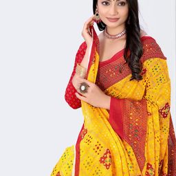 HARIOM FASHION Yellow Lycra Sarees-image-73