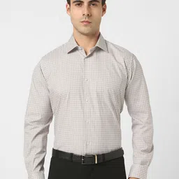 Van Heusen Checked Spread Collar Full Sleeves Opaque Regular Fit Formal Shirt-image-98
