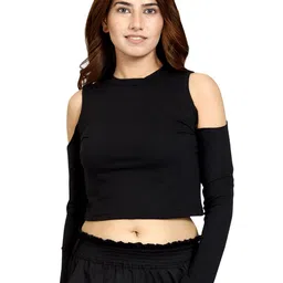 ROARERS Cold-Shoulder Cotton Crop Top-image-50