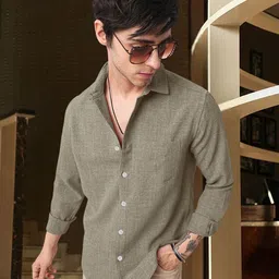 SAMRIZ Men Standard Fit Solid Spread Collar Casual Shirt-picture-38