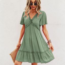 Outzidr Women Solid Knee Length Dress with Ruffle Detail-image-77