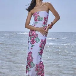 COLOR CAPITAL WomenFloral Print Off-Shoulder Maxi Dress-image-50