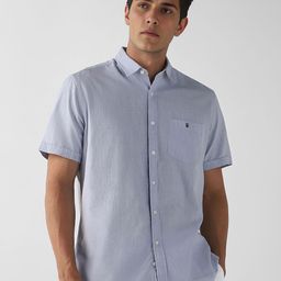 Louis Philippe Men Spread Collar Solid Cotton Casual Shirt-image-57