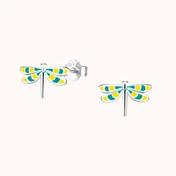 HighSpark 925 Silver Wings Dragonfly Enamel Studs image 1