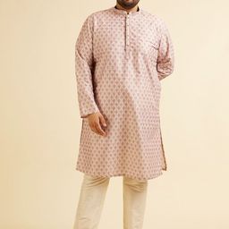 Manyavar Plus Size Ethnic Motifs Woven Design Zari Work Straight Kurta With Pyjama-17