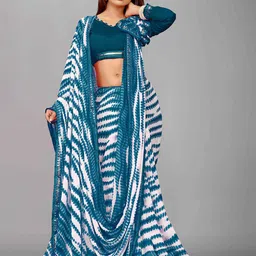 limtd Printed Pure Georgette Block Print Saree image 2