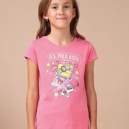 U.S. Polo Assn. Kids Girls Graphic Printed Round Neck Regular Fit T-shirt-image-96