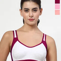 LILY Pack Of 4 Colourblocked Full Coverage Workout Bra-19