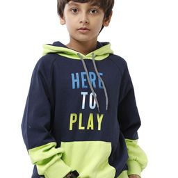 UNDER FOURTEEN ONLY Boys Typograpgy Printed Hooded Pullover Sweatshirt-image-11
