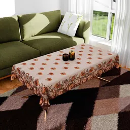 Kuber Industries Cream-color & Red Cotton Digital Printed Table Cover image 2