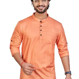 Authentics Men Solid Mandarin Collar Cotton Casual Shirt-picture-37