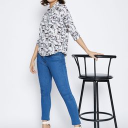 Crimsoune Club Off White & Grey Shirt Style Top-image-2