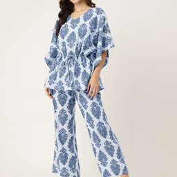 ETC Ethnic Motifs Printed Pure Cotton Kaftan Night Suit-image-74
