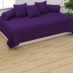 Trance Home Linen 6-Pcs Purple Striped Cotton Diwan Set-picture-24