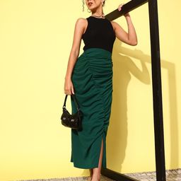 Antheaa Ruched Maxi Skirt-image-51