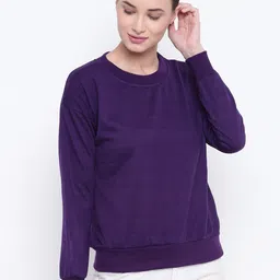 Belle Fille Women Aubergine Solid Sweatshirt-picture-44