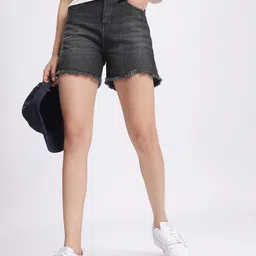 glitchez Women City Chill Frayed High Rise Slim Fit Shorts-picture-51