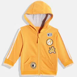 mothercare Boys Yellow Solid Cotton Hooded Sweatshirt-44