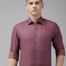 Van Heusen Pure Cotton Slim Fit Self Design Textured Formal Shirt-image-31