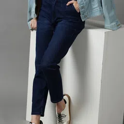 SHOWOFF Women Navy Blue Boyfriend Fit Stretchable Jeans-image-92