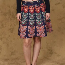 Exotic India Printed Pure Cotton Wrap Knee Length Skirts-image-93