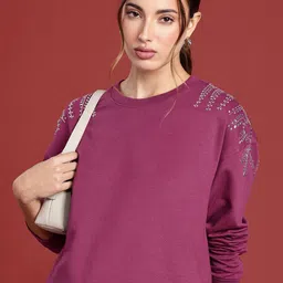 all about you Long Sleeves Studded Embellished Sweatshirt-image-87