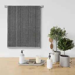 Urban Magic Grey Striped Pure Cotton 460GSM Bath Towels-image-56