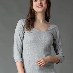 Wearslim Women Ribbed Cotton Round Neck Thermal Top-image-96