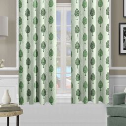 Aura Green & White Set of 2 Ethnic Motifs Window Curtain-2