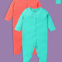 MINI KLUB Infant Girls Pack Of 2 Pure Cotton Sleepsuits-22