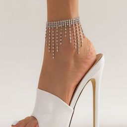 AQUASTREET Silver-Plated Tasseled Rhinestone Anklet-20