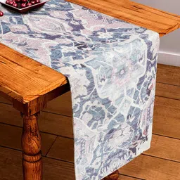 BELLA TRUE Off-White & Blue Digital Printed Table Runner-27