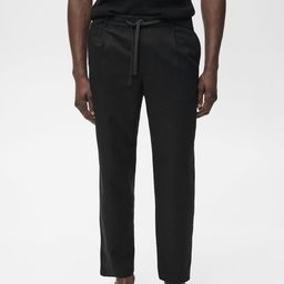 MANGO MAN Men Pleated Detail Linen-Cotton Slim Fit Trousers-picture-30
