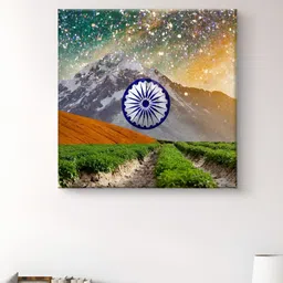 Myntra Elegant Homes Green & White Ashok Chakra Canvas Wall Art-image-74