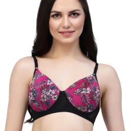 Cukoo Pink & Black Floral Print Padded Everyday Bra-16