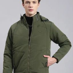 Monte Carlo Olive Regular Fit Quilted Hooded Jacket-37