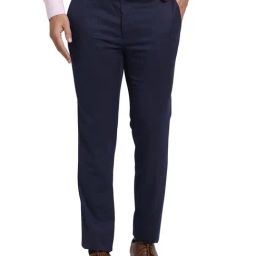 Park Avenue Blue Super Slim Fit Texture Trousers-image-69