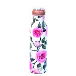 DSH Crafting Your Curiosity White & Pink Floral Printed Copper Water Bottle 950 ml-image-86