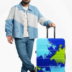 Nasher Miles Jet Set Go Real Hard Polycarbonate Printed Check-in Blue Green 28 inch Trolley Bag-image-24