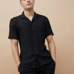 Code By Lifestyle Black Regular Fit Texture Shirt-image-89