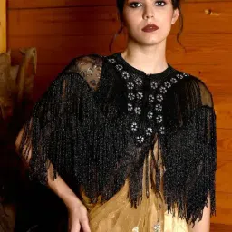 Odette Black Embellished Fancy Cape-image-52