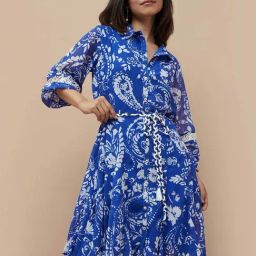 Colour Me by Melange Blue Printed A-Line Dress-image-1