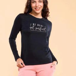 Enamor Intense Black Cotton Printed T-Shirt-image-35