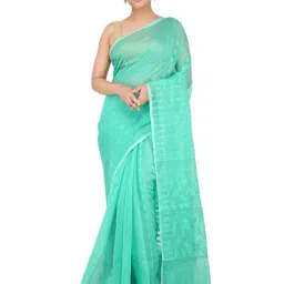 Pinkloom Green Woven Jamdani Saree-image-29