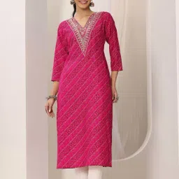 Libas Pink Straight Fit Printed Kurtas-image-81