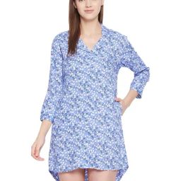 Hypernation Blue Printed Night Shirts-picture-47