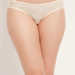 Clovia Beige Lace Work Bikini Panty-image-55
