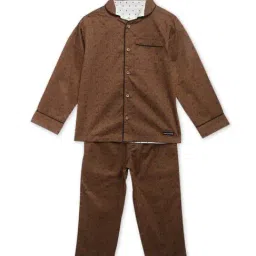Cherry Crumble By Nitt Hyman Kids Brown Printed Shirt with Pyjamas-image-71